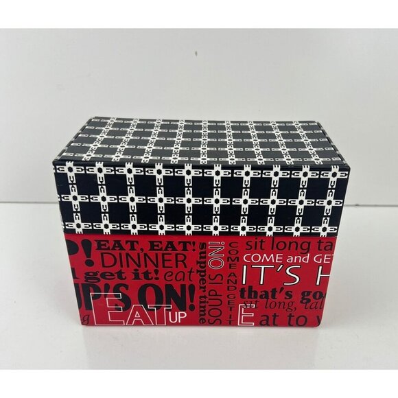 Lang Recipe Box File Red "Let's Eat" Current Vintage Recipe Cards Storage Perfec - Picture 2 of 10